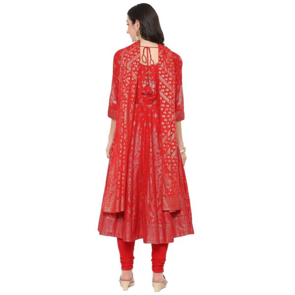 BIBA Women Cotton Anarkali Kurta Churidar Suit Set - Image 4