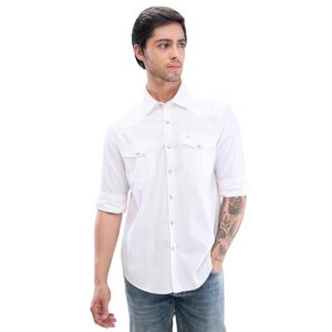 Spykar Men's Cotton Blend Full Sleeve Slim Fit Solid Shirt