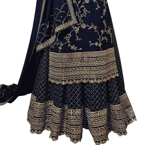 Miss Ethnik Women's Faux Georgette Semi-Stitched Top With Stitched Bottom and Dupatta Embroidered Straight Kurta Dress Material (Kurta Palazzo Set) - Image 2