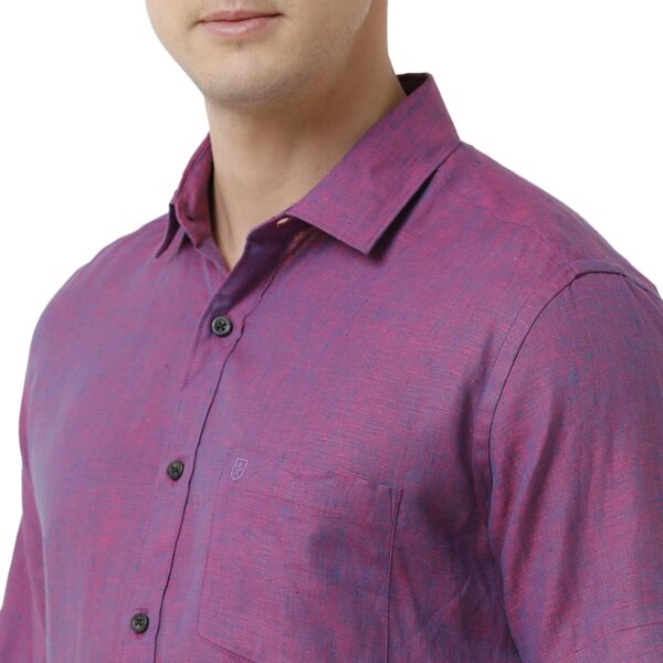 Linen Club Men's Pure Linen White Solid Slim Fit Full Sleeve Casual Shirt - Image 5