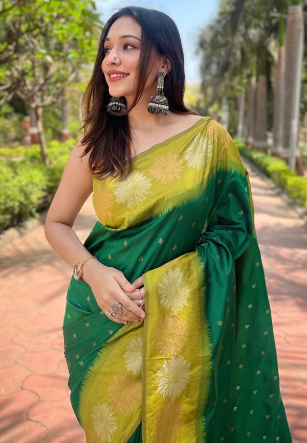 SGF11 Women's Kanjivaram Pure Soft Silk Designer Saree With Blouse Piece - Image 3