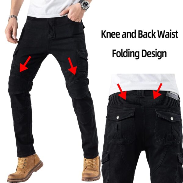 CTBQiTom Motorcycle Pants for Men Motocross Riding Pants Motorbike Riding Denim Jeans with Knee and Hip CE Armor Pads - Image 3