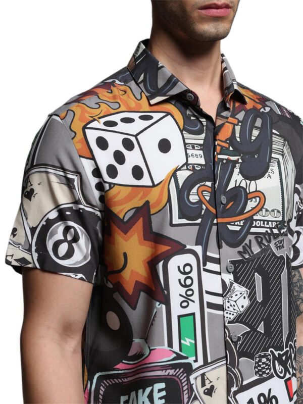 JACK & JONES Men Spread Collar Graphic Printed Cotton Relaxed Fit Casual Shirt - Image 5
