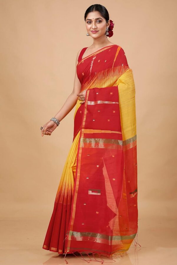 OISHANI SAREE GHOR Women's Traditional Bengal Ikkat Handloom Saree - Image 3