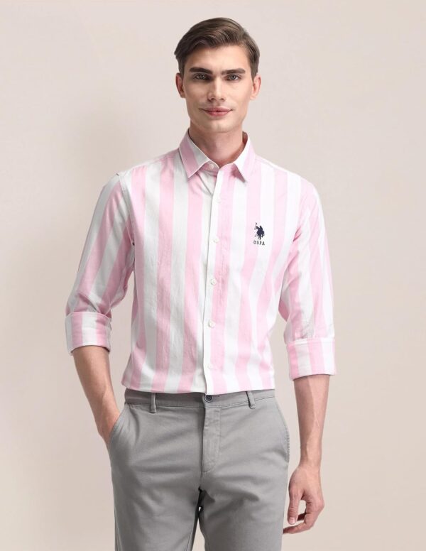 U.S. POLO ASSN. Men's Cotton Regular Fit US Polo Ass. Checked Button Down Long Sleeve Casual Regular 1621 Casual Shirts (UDSHT1441) - Image 2