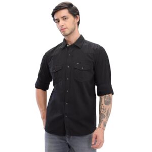 Spykar Men's Cotton Blend Full Sleeve Slim Fit Solid Shirt