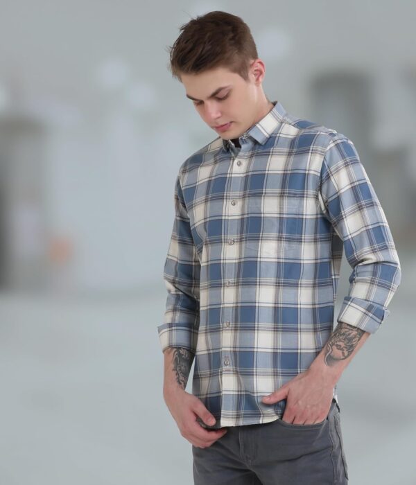 TURMS Anti Stain Men's Checks Shirt | Anti Odor Water Repellent | Cotton Full Sleeves | Available in Plus Sizes, Multiple Colors & Patterns - Image 4