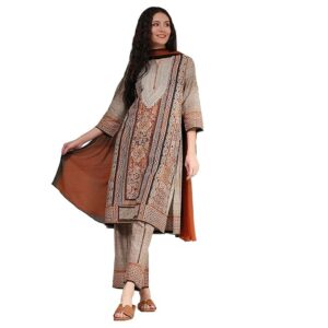 BIBA Women's Cotton Kurta, Bottom, Dupatta