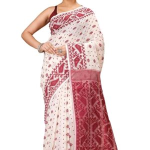 OISHANI SAREE GHOR Women's Traditional Bengal Cotton Silk Soft Jamdani Saree - Beautiful design and Quality - Without Blouse Piece