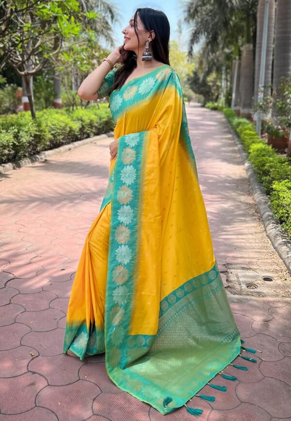SGF11 Women's Kanjivaram Pure Soft Silk Designer Saree With Blouse Piece - Image 2