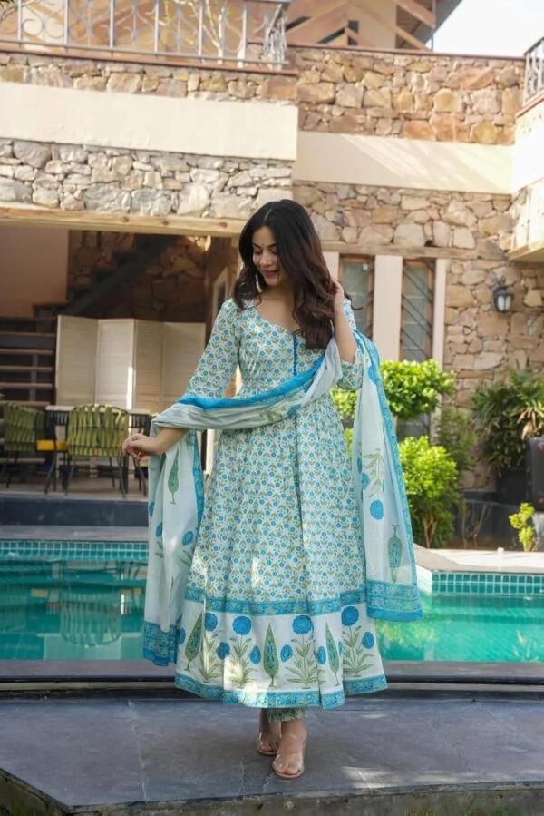 Priyanka Creation Women’s Cotton Printed Kurta Set with Pant & Dupatta, Elegant & Festive Ethnic Suit, Soft Fabric, Comfortable Fit - Image 3