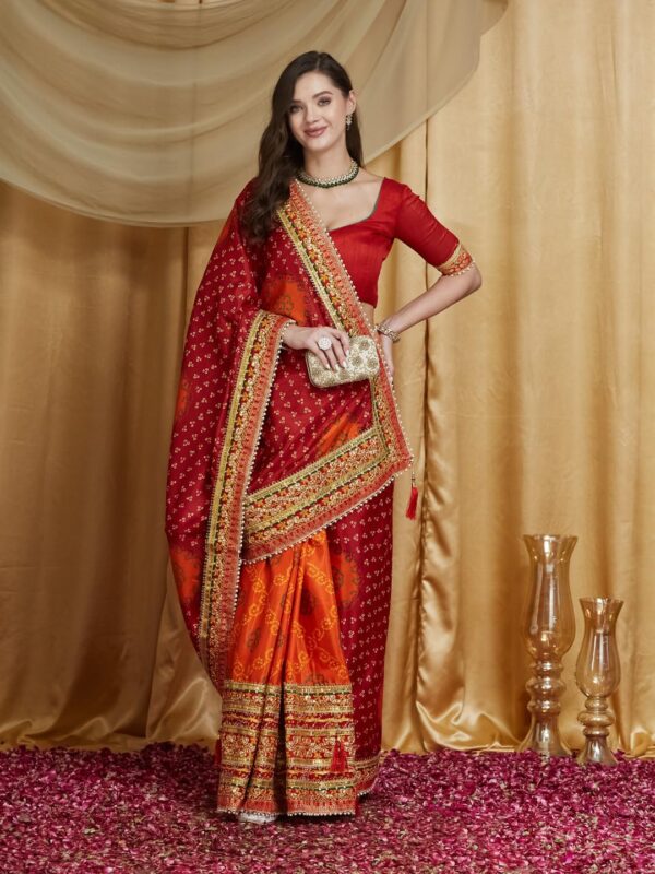 arriva fab Women's Soft Pure Chiffon With Colourful Embroidery Heavy Lace Saree With Unstitched Blouse - Image 3