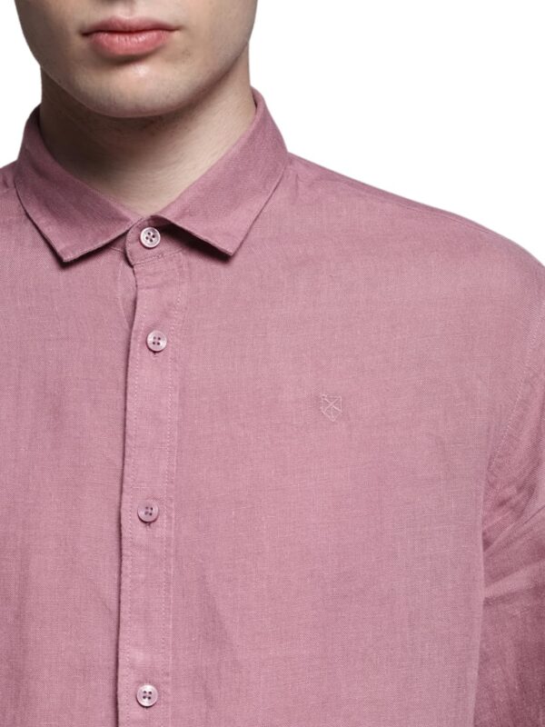 JACK & JONES Men Linen Regular Spread Collar Solid Casual Shirt - Image 5
