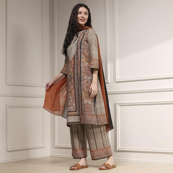 BIBA Women's Cotton Kurta, Bottom, Dupatta - Image 3