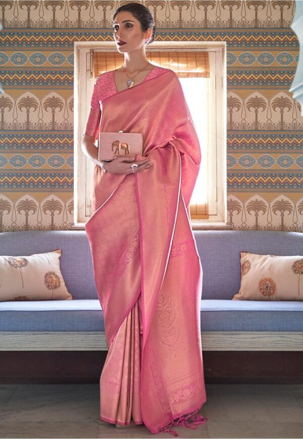 MADHUHANSH Women's kanjivaram banarasi silk saree Zari Woven for festival Wedding silk with rich pallu Design sarees for women with Unstitched blouse piece - Image 2