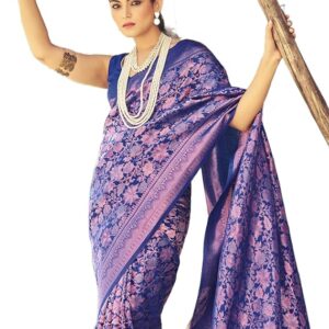 SWORNOF Women's kanjivaram banarasi silk saree for festival Wedding silk with rich pallu Design sarees for women with Unstitched blouse piece