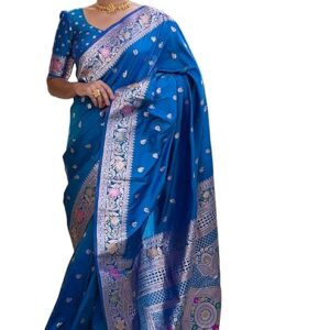 SGF11 Women's Kanjivaram Pure Soft Silk Saree With Unstitched Blouse Piece