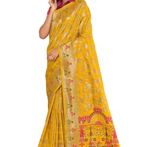 Monjolika Fashion Women's Banarasi Silk Saree With Blouse Piece.