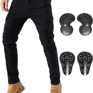 CTBQiTom Motorcycle Pants for Men Motocross Riding Pants Motorbike Riding Denim Jeans with Knee and Hip CE Armor Pads