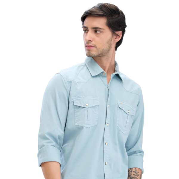 Spykar Men's Cotton Blend Full Sleeve Slim Fit Solid Shirt - Image 6