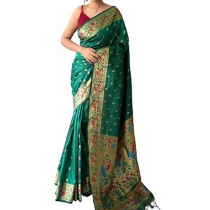 SGF11 Women's Paithani Soft Lichi Silk Kanjivaram Sarees With Blouse Piece