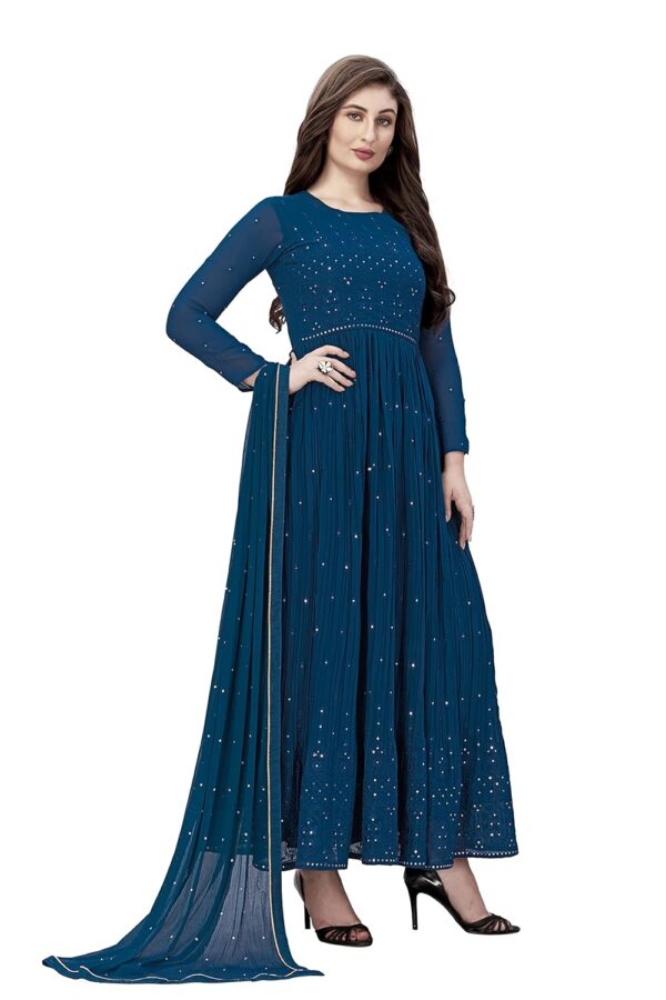 TRENDMALLS Women's Georgette Embroidery Salwar Suit Anarkali Kurta Set with Dupatta - Image 5