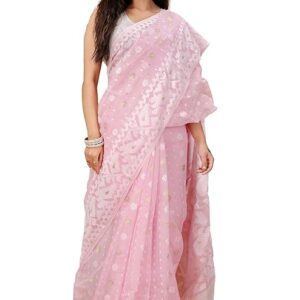 OISHANI SAREE GHOR Women's Traditional Bengal Cotton Silk Soft Jamdani Saree - Beautiful design and Quality - Without Blouse Piece