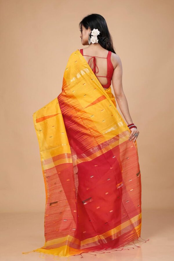 OISHANI SAREE GHOR Women's Traditional Bengal Ikkat Handloom Saree - Image 4