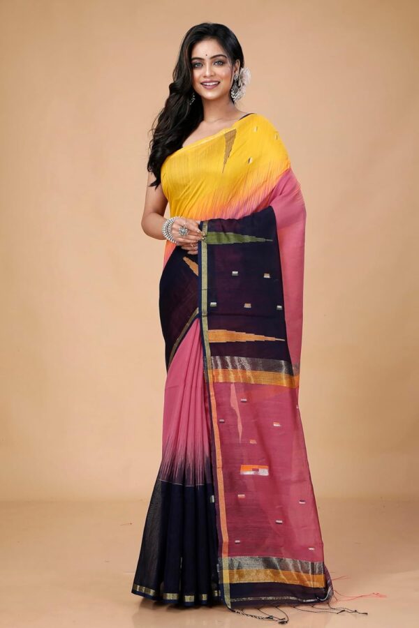 OISHANI SAREE GHOR Women's Traditional Bengal Ikkat Handloom Saree - Image 2