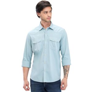 Spykar Men's Cotton Blend Full Sleeve Slim Fit Solid Shirt