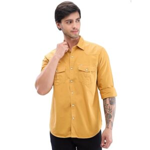Spykar Men's Cotton Blend Full Sleeve Slim Fit Solid Shirt