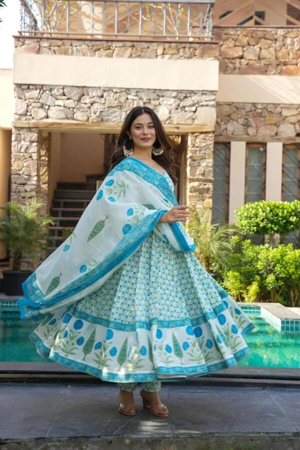 Priyanka Creation Women’s Cotton Printed Kurta Set with Pant & Dupatta, Elegant & Festive Ethnic Suit, Soft Fabric, Comfortable Fit - Image 4