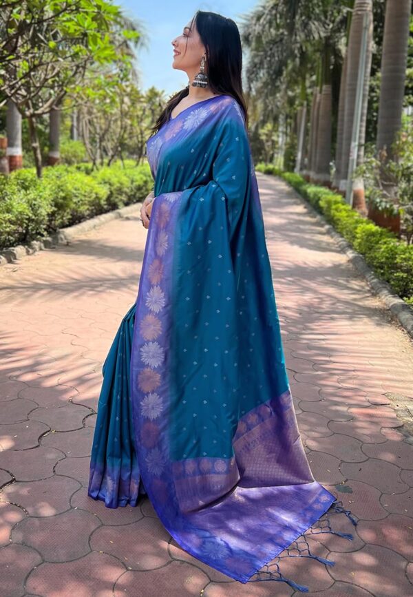 SGF11 Women's Kanjivaram Pure Soft Silk Designer Saree With Blouse Piece - Image 2