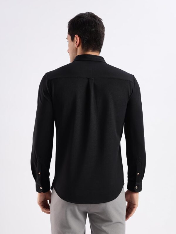 TURMS Water Repellent Men's Knitted Shirt | Anti Stain Anti Odor Cotton Blend | Solid Casual Full Sleeves - Image 4