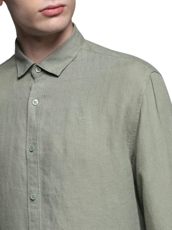 JACK & JONES Men Linen Regular Spread Collar Solid Casual Shirt - Image 5