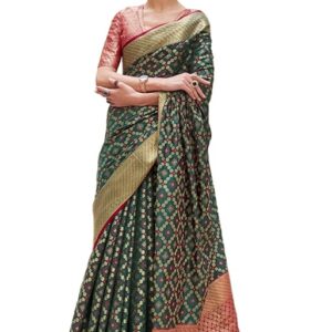 SWORNOF Women's Patola Silk Saree With Unstitched Boluse Piece