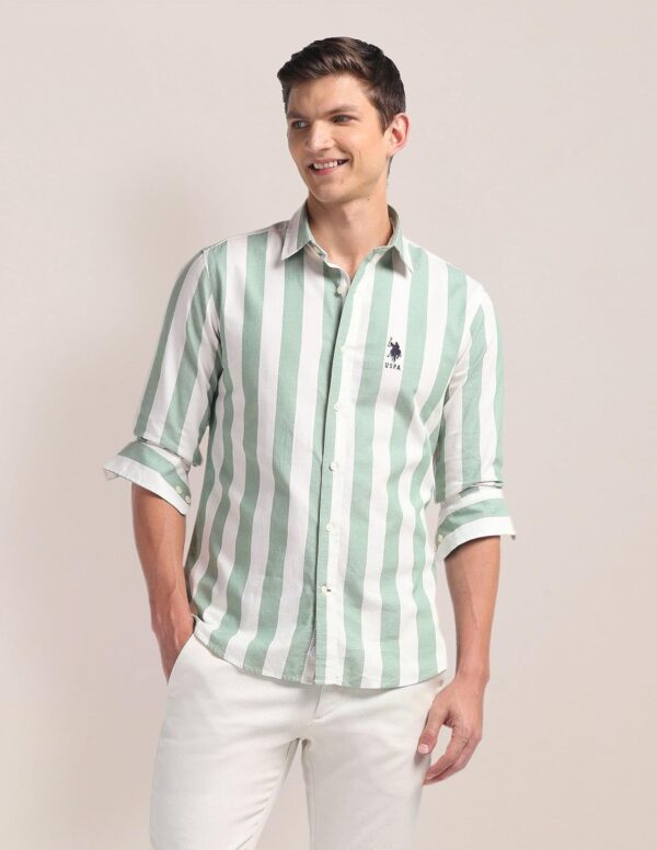 U.S. POLO ASSN. Men's Cotton Regular Fit US Polo Ass. Checked Button Down Long Sleeve Casual Regular 1621 Casual Shirts (UDSHT1441) - Image 2