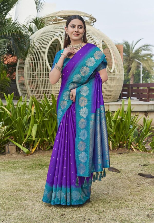 SGF11 Women's Kanjivaram Pure Soft Silk Designer Saree With Blouse Piece - Image 2