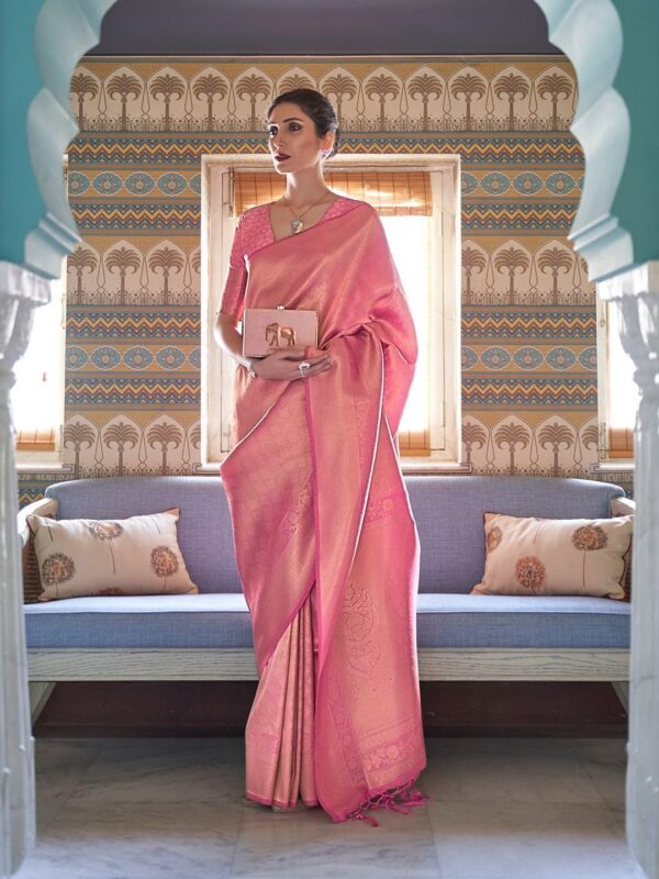 MADHUHANSH Women's kanjivaram banarasi silk saree Zari Woven for festival Wedding silk with rich pallu Design sarees for women with Unstitched blouse piece - Image 3