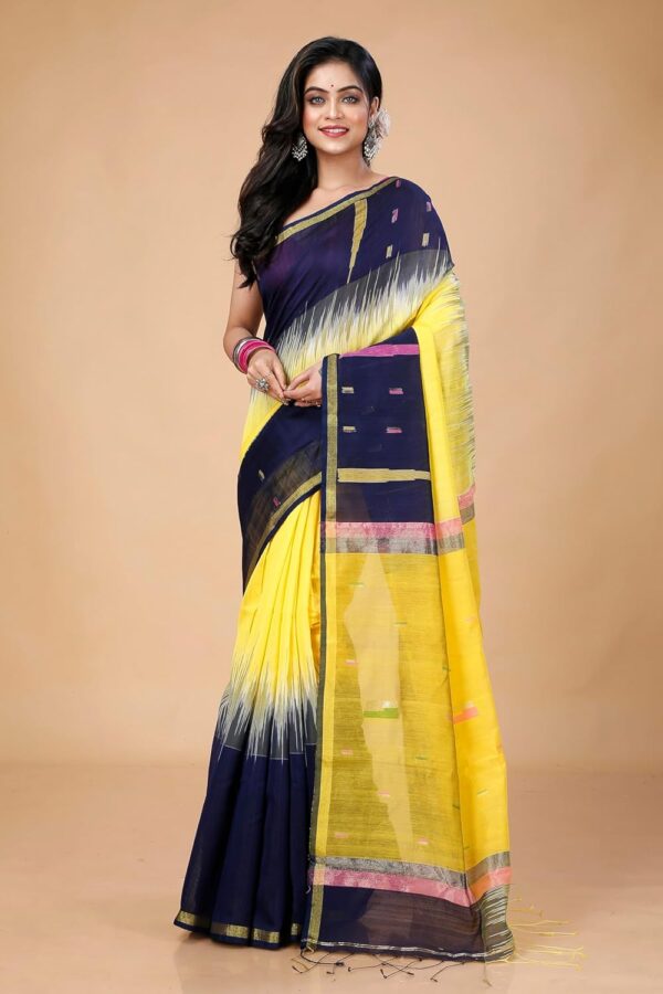 OISHANI SAREE GHOR Women's Traditional Bengal Ikkat Handloom Saree - Image 2