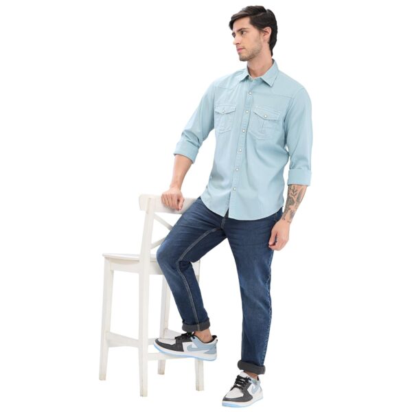 Spykar Men's Cotton Blend Full Sleeve Slim Fit Solid Shirt - Image 2