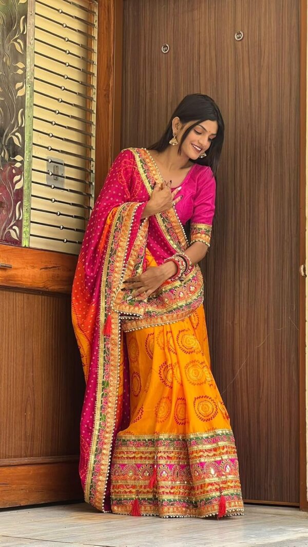 arriva fab Women's Soft Pure Chiffon With Colourful Embroidery Heavy Lace Saree With Unstitched Blouse - Image 3