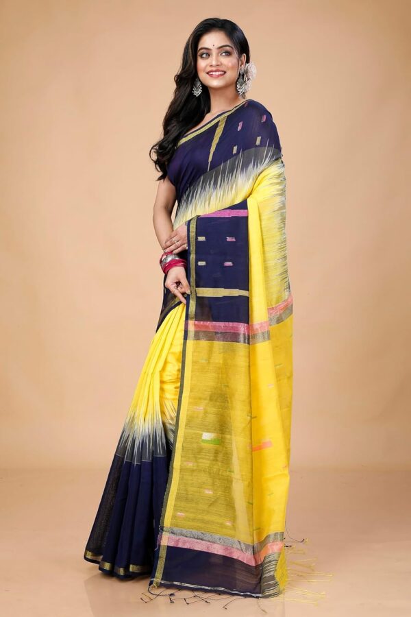 OISHANI SAREE GHOR Women's Traditional Bengal Ikkat Handloom Saree - Image 3