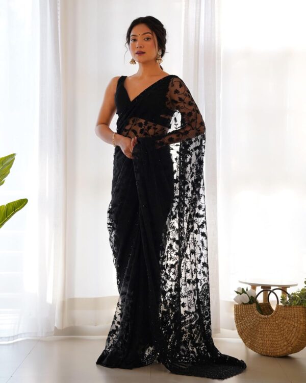 MUNIR Women's Heavy Butterfly Net Beautiful Ethnic Saree With Unstiched Blouse Piece For Festival And Function - M-Maharani - Image 6