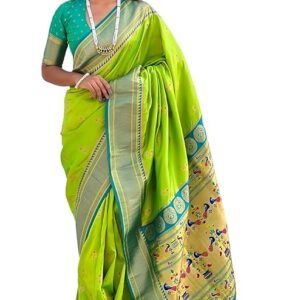 SGF11 Women's Paithani Soft Lichi Silk Kanjivaram Sarees With Blouse Piece