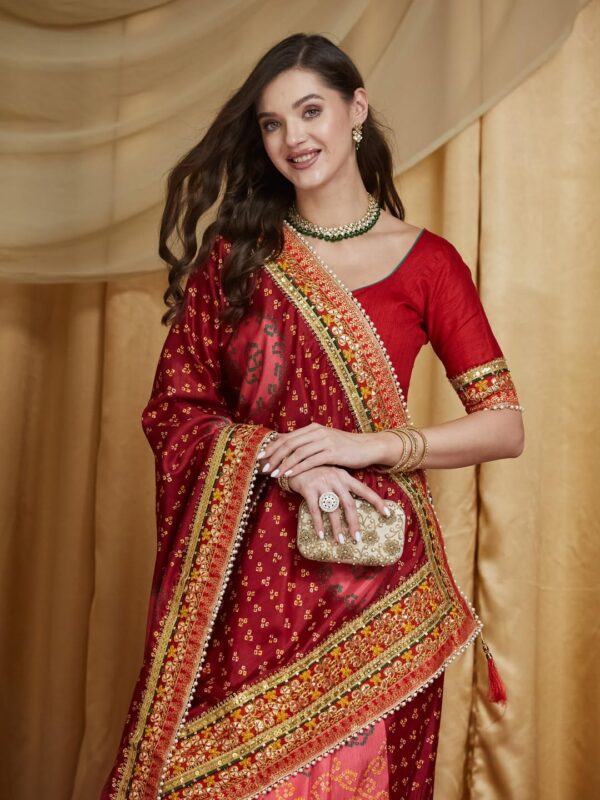 arriva fab Women's Soft Pure Chiffon With Colourful Embroidery Heavy Lace Saree With Unstitched Blouse - Image 2