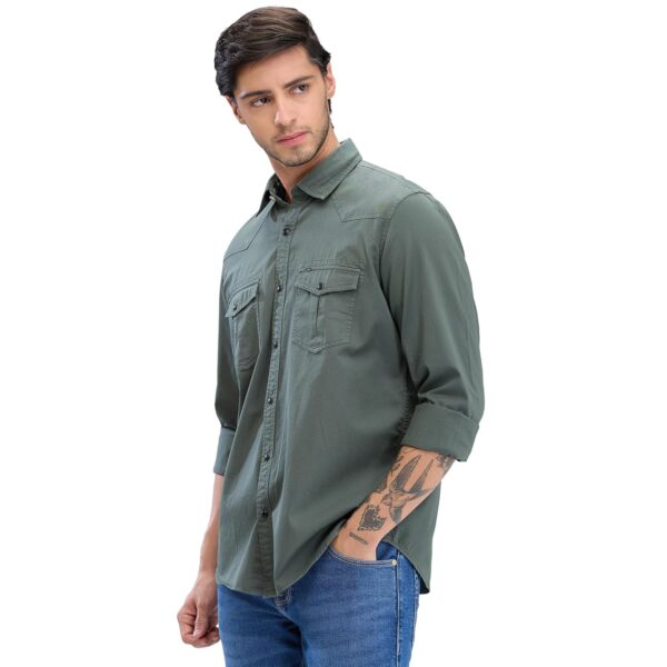 Spykar Men's Cotton Blend Full Sleeve Slim Fit Solid Shirt - Image 4
