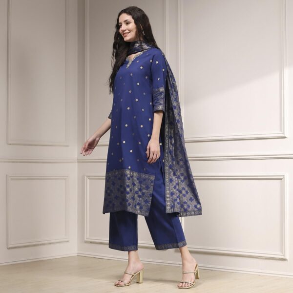 BIBA Women's Cotton Kurta, Bottom, Dupatta - Image 3