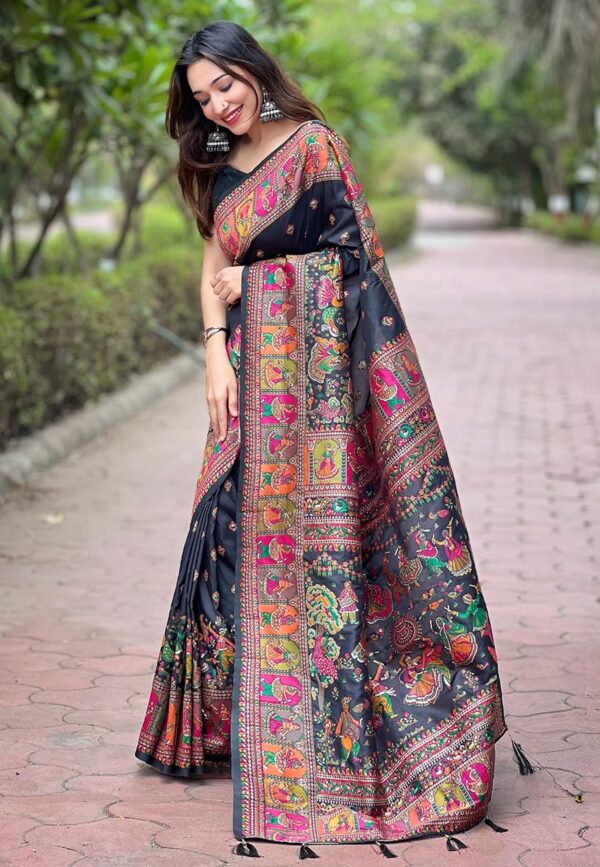 SGF11 Women's Kanjivaram Pure Soft Silk Saree With Unstitched Blouse Piece - Image 5