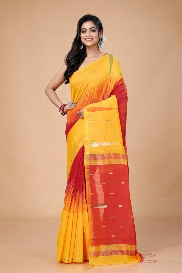 OISHANI SAREE GHOR Women's Traditional Bengal Ikkat Handloom Saree - Image 5